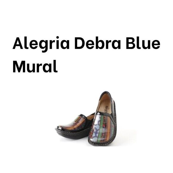 Alegria Debra Multicolor Blue Mural Non‎ Slip Clogs Butterfly Logo EU Size 34 - Picture 1 of 9